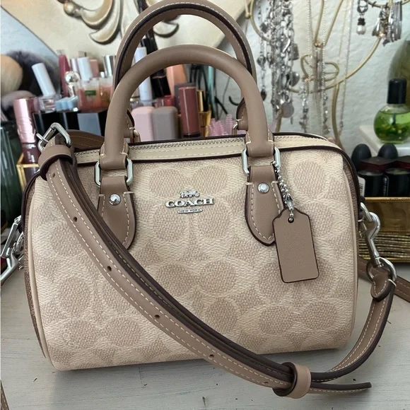 Coach Tan and Brown Signature Satchel MINI - Picture 1 of 15